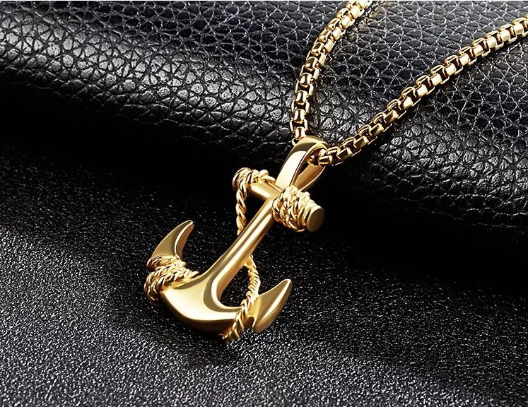 RICH AND FAMOUS Alloy Ship Anchor Pendant for Men (Silver), large  (NewPn0110008) : Amazon.in: Fashion